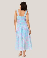 J Mendel Women's Floral Twist Pleated Midi Dress