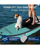Inflatable Stand-Up Paddle-Board with Double-Action Hand Pump, 3-Piece Aluminum Sup Paddle, Leash, Black