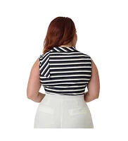 Smak Parlour Plus Size Roll Cowl Neck Tie Sleeveless Knit Top