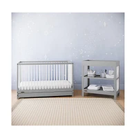 Graco Teddi 5-in-1 Convertible Crib with Drawer - Pebble Gray and White