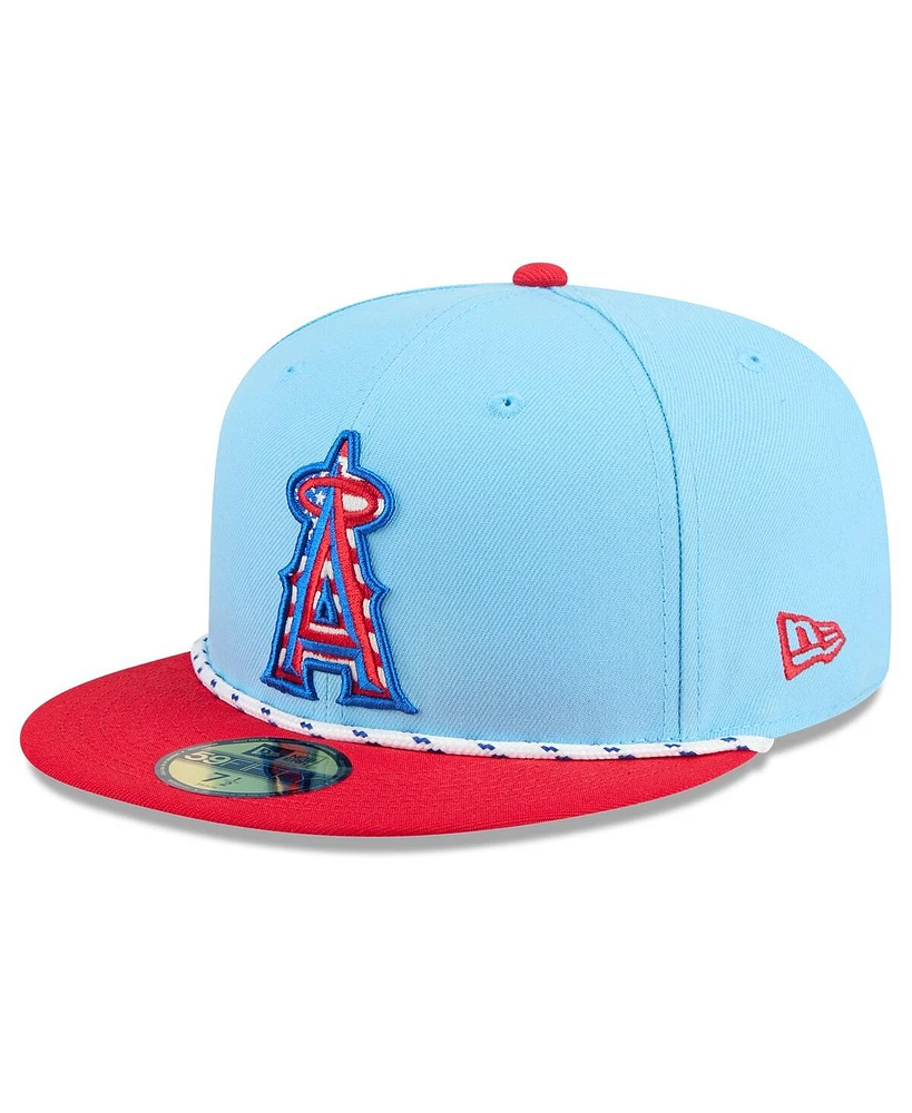 New Era Men's Light Blue/Red Los Angeles Angels 2025 Fourth of July 59FIFTY Fitted Hat