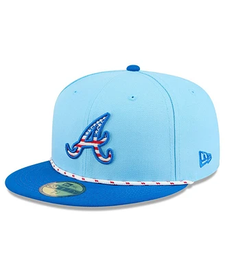 New Era Men's Light Blue/Blue Atlanta Braves 2025 Fourth of July 59FIFTY Fitted Hat
