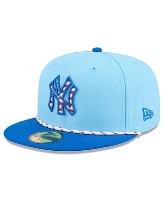 New Era Men's Light Blue/Blue York Yankees 2025 Fourth of July 59FIFTY Fitted Hat