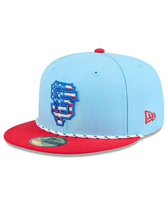 New Era Men's Light Blue/Red San Francisco Giants 2025 Fourth of July 59FIFTY Fitted Hat