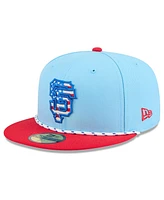 New Era Men's Light Blue/Red San Francisco Giants 2025 Fourth of July 59FIFTY Fitted Hat