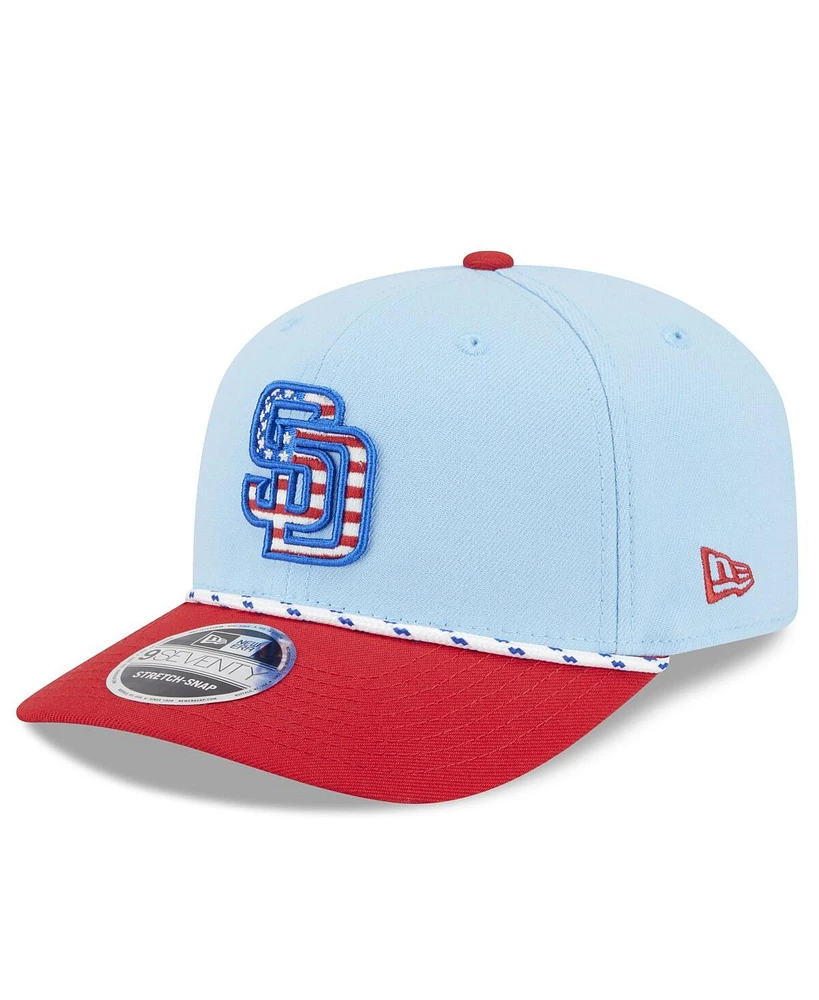 New Era Men's Light Blue/Red San Diego Padres 2025 Fourth of July 9SEVENTY Adjustable Hat