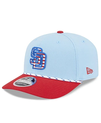 New Era Men's Light Blue/Red San Diego Padres 2025 Fourth of July 9SEVENTY Adjustable Hat