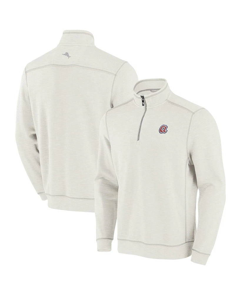 Tommy Bahama Men's Cream Atlanta Braves Sport Tobago Bay Tri-Blend Half-Zip Sweatshirt