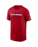 Nike Men's Red Houston Texans Primetime Wordmark Essential T-Shirt