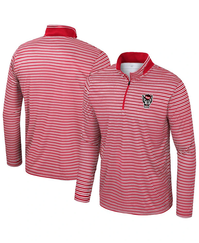 Colosseum Men's Red Nc State Wolfpack Striped Quarter-Zip Sweatshirt