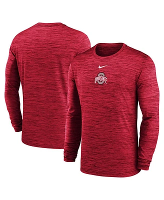 Nike Men's Scarlet Ohio State Buckeyes 2025 Sideline Velocity Performance Long Sleeve T-Shirt