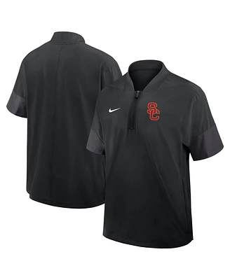 Nike Men's Black Usc Trojans 2025 Sideline Coaches Lightweight Short Sleeve Jacket