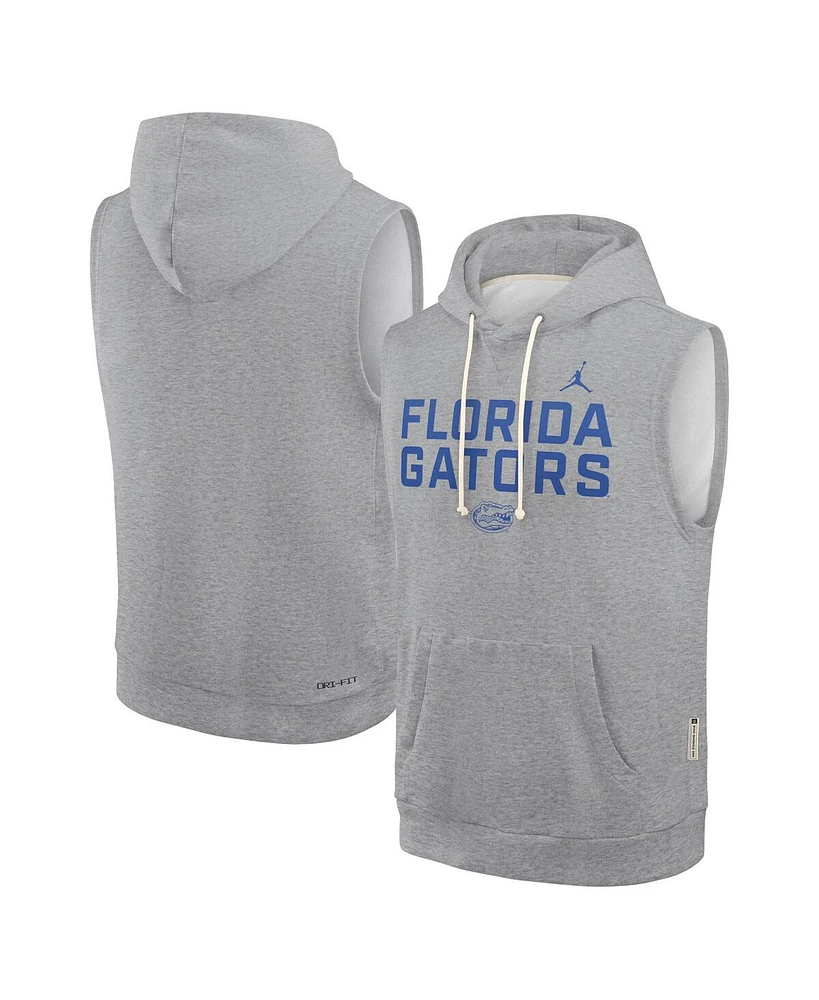 Jordan Men's Heather Gray Florida Gators 2025 Sideline Performance Sleeveless Pullover Hoodie