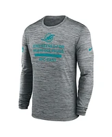 Nike Men's Gray Miami Dolphins Sideline Velocity Performance Long Sleeve T-Shirt