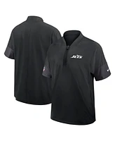 Nike Men's Black New York Jets Sideline Short Sleeve Quarter-Zip Performance Coach Jacket