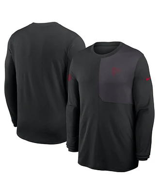 Nike Men's Black Atlanta Falcons Sideline Coach Uv Performance Long Sleeve T-Shirt