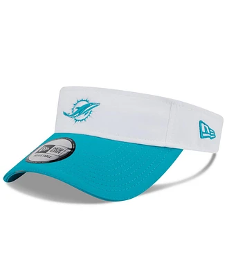 New Era Men's White/Aqua Miami Dolphins 2025 Nfl Training Camp Adjustable Visor Hat