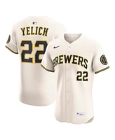 Nike Men's Christian Yelich Cream Milwaukee Brewers Home Elite Player Jersey