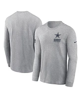Nike Men's Heather Gray Dallas Cowboys Sideline Performance Long Sleeve T-Shirt