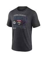 Fanatics Men's Heather Charcoal Florida Panthers 2025 Eastern Conference Champions Old School Tri-Blend T-Shirt