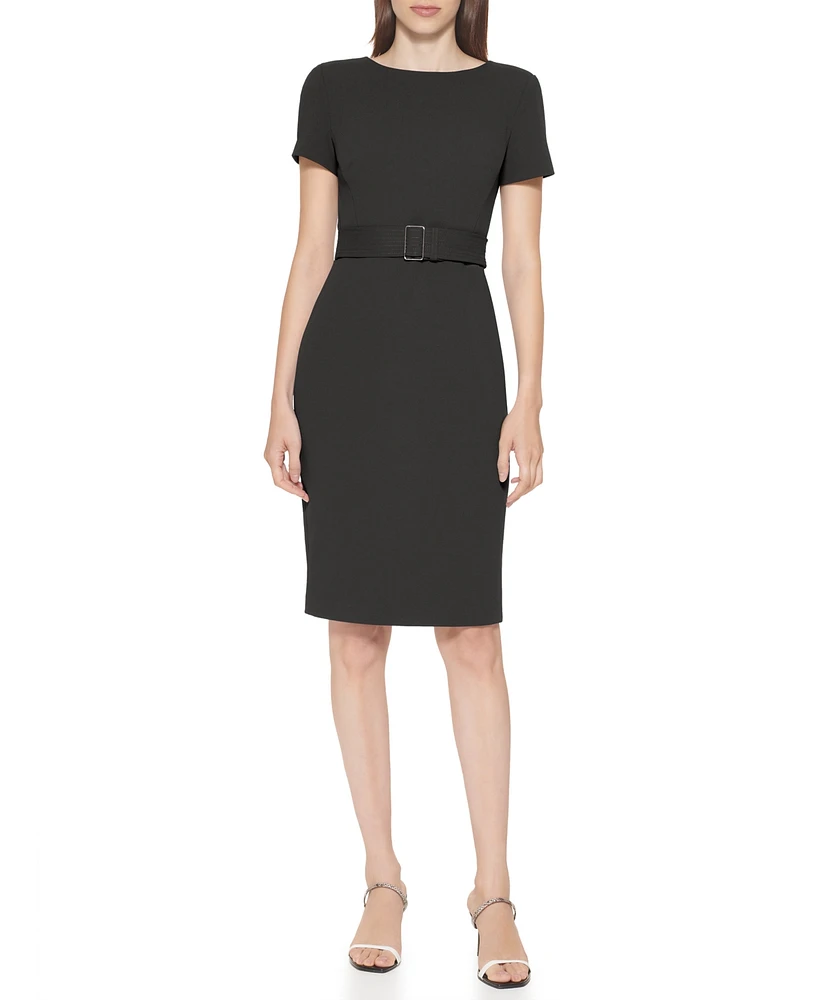 Calvin Klein Women's Short-Sleeve Scuba Sheath Dress