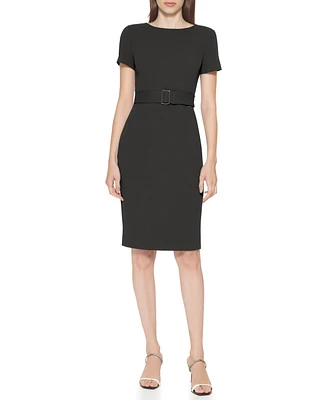 Calvin Klein Women's Short-Sleeve Scuba Sheath Dress