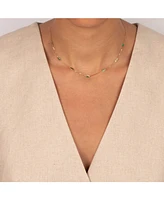 by Adina Eden Multi Emerald Gemstone Baguette Necklace 14K
