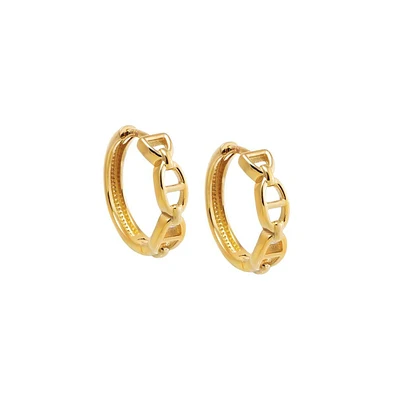 Solid Mariner Link Huggie Earring 14K