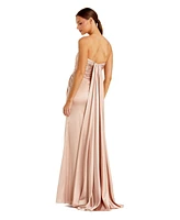 Mac Duggal Women's Strapless Charmeuse Wrap Gown With Cutout Detail