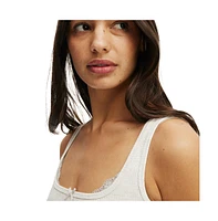 Cotton On Women's Rib Lace Ruched Tank