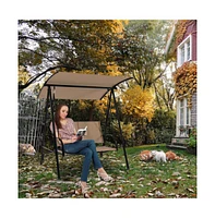 2-Seat Outdoor Canopy Swing with Comfortable Fabric Seat and Heavy-duty Metal Frame