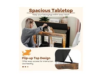 Industrial Dog Kennel with Flip-up Top 3 Lockable Doors and Removable Tray