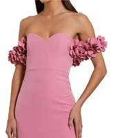 Mac Duggal Women's Off-the-Shoulder Crepe Gown with 3D Floral Applique