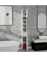 Casainc Tall Slim 71" Freestanding Bathroom Cabinet with Drawer, 2 Doors & Adjustable Shelves in White