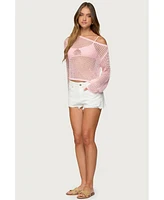 Edikted Women's Fern Mid Rise Denim Shorts