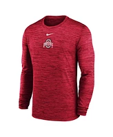 Nike Men's Scarlet Ohio State Buckeyes 2025 Sideline Velocity Performance Long Sleeve T-Shirt
