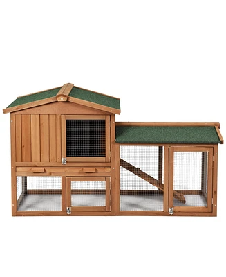 58 Inch Weatherproof Wooden Rabbit Hutch