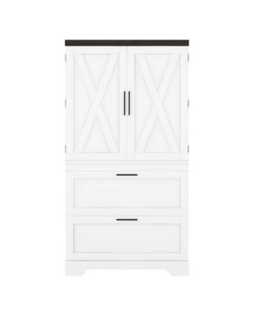 Casainc Modern Farmhouse Wooden Cabinet With Sturdy Frame Storage Divider Drawers For Living Room Office
