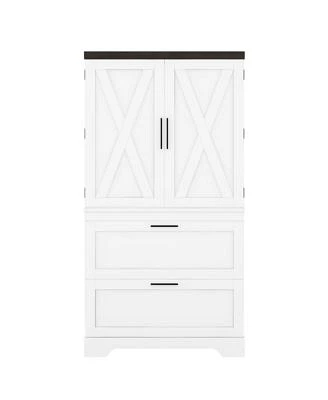 Casainc Modern Farmhouse Wooden Cabinet With Sturdy Frame Storage Divider Drawers For Living Room Office