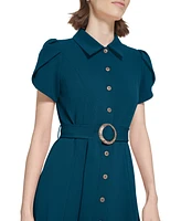 Calvin Klein Women's Scuba Crepe Belted Shirtdress