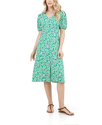 Fever Women's V-Neck Empire Waist Midi Dress