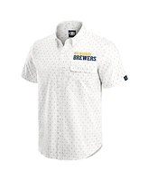 Darius Rucker Collection by Fanatics Men's Cream Milwaukee Brewers Printed Button-Down Shirt