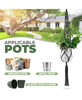 Sorbus Macrame Plant Hanger - for Indoor & Outdoor Hanging - Cotton Rope, for Home, Patio, Garden