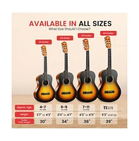 Pyle 36" 3/4 Scale Classical Guitar Kit with Digital Tuner & Accessories - Sunburst, PGACLS82SBD