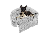 Akiudex Gray Plush Calming Dog Couch Bed with Anti-Slip Bottom