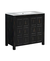 Casainc 36" Bathroom Vanity Organizer with Ceramic Sink, Stylish & Functional Storage