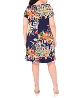Msk Plus Short-Sleeve Jersey Shift Dress
