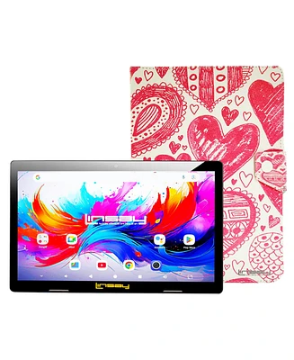 Linsay 10.1"Octa Core 256GB Storage Android 15 Tablet with Love shape Case
