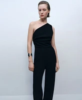 Mango Women's Draped Detail Asymmetrical Jumpsuit