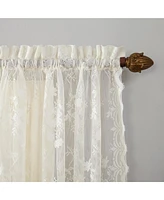 Alison Floral Lace Sheer Rod Pocket Kitchen Curtain Tier Pair